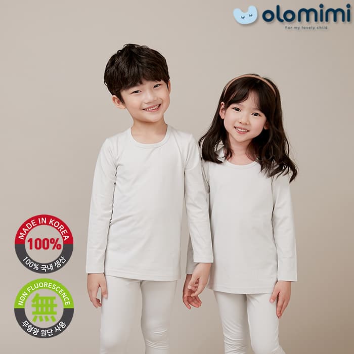 _OLOMIMI_ KOREA 21FW Kids Pajamas_sleepwear_Heat Fabric_Oatmeal
